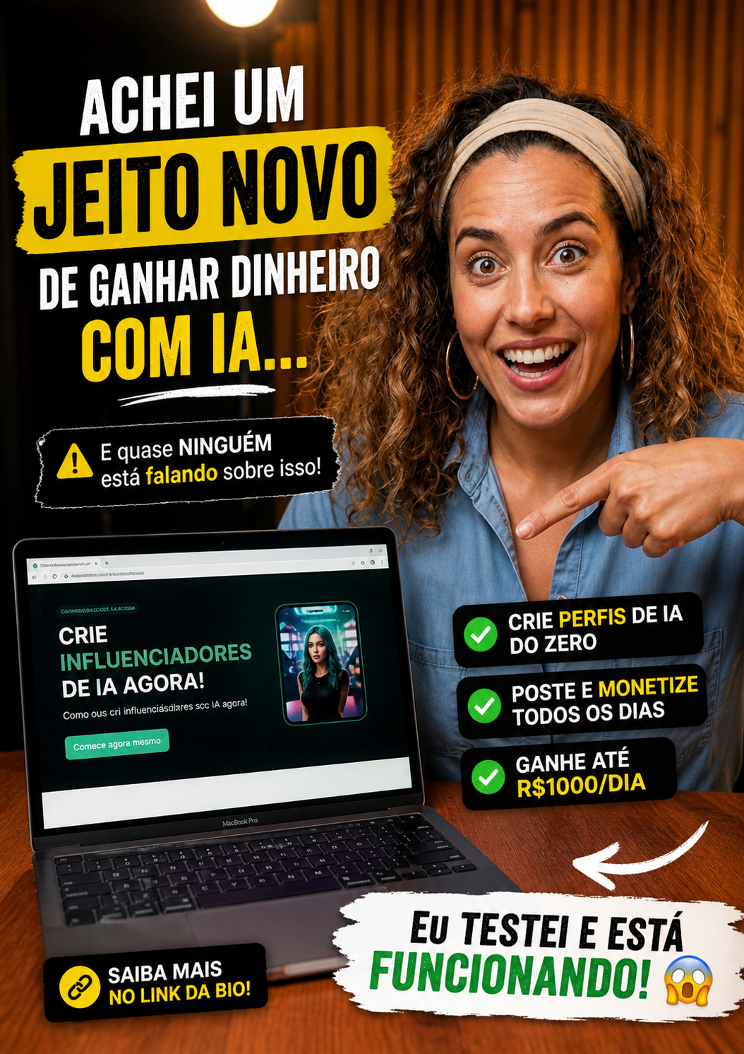 Influencer de IA — Lucre R$500 a R$1.000/dia