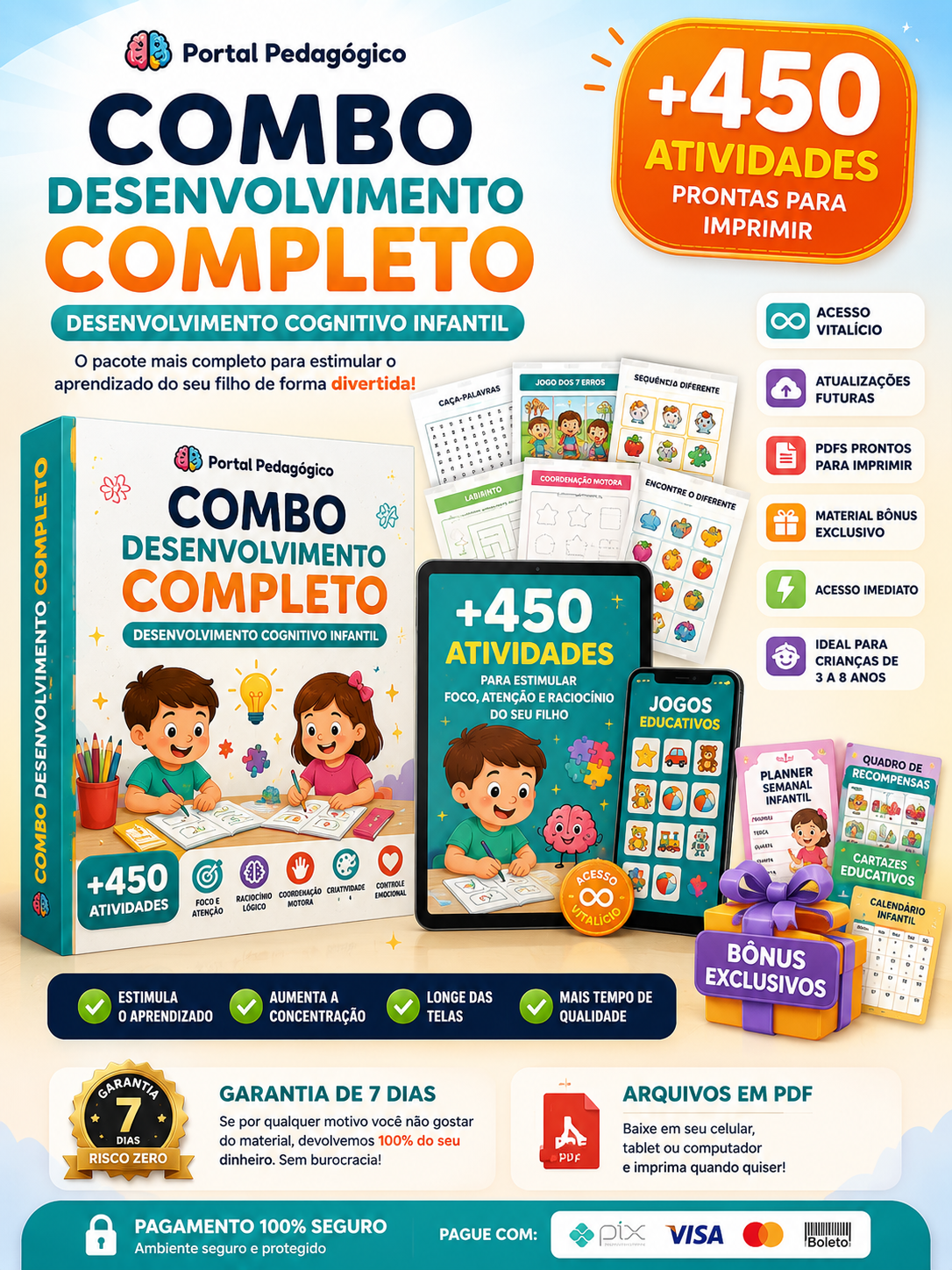Combo Desenvolvimento Completo +450 Atividades Infantis